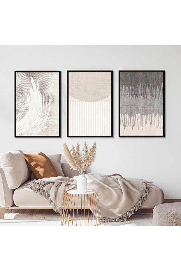لوحة ثلاثية مودرن كانفس - إيطار فضي - 1