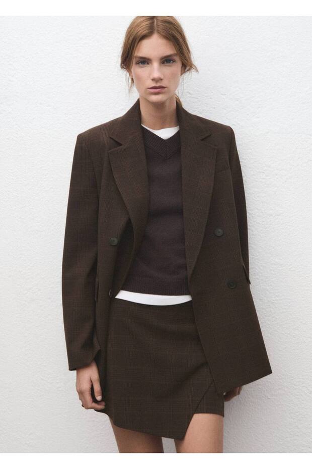 Damalı asimetrik etek - 7