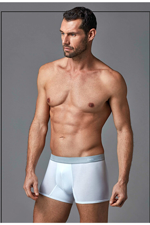 بوكسر أبيض مضغوط من القطن الممشط 95% قطن، 5% إيلاستين - 1