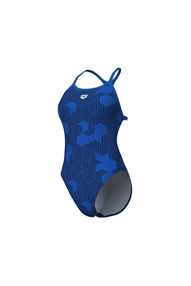 Women's Geometry Swimsuit Swim Booster Back Multi Navy-Royal