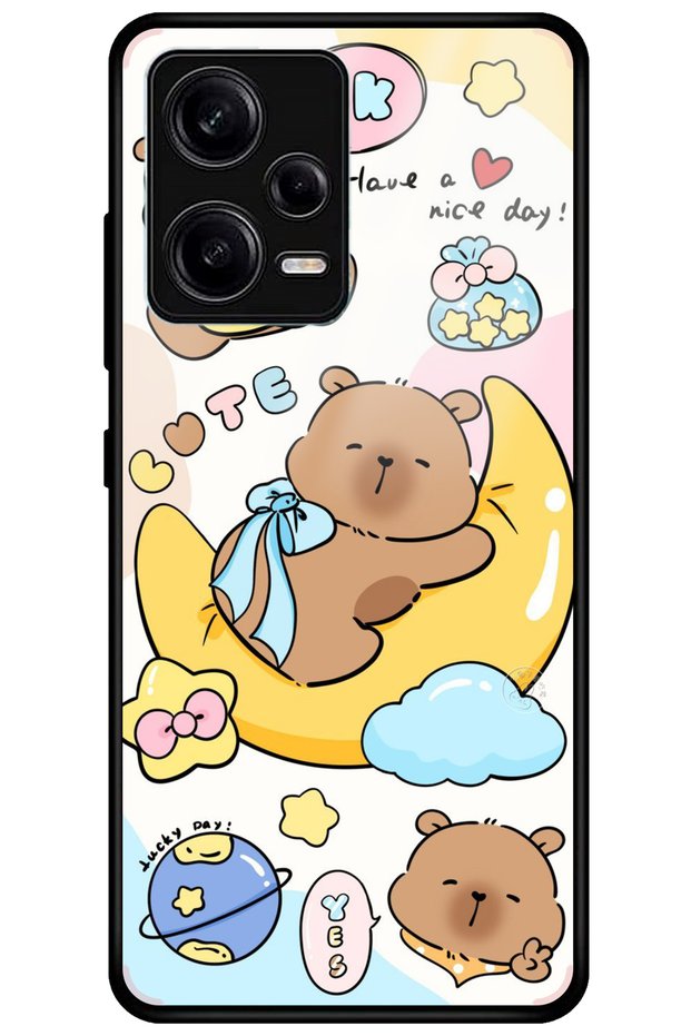 Xiaomi Redmi Note 12 Pro 5g Camera Protected Premium Capybara Pattern Glossy Phone Case