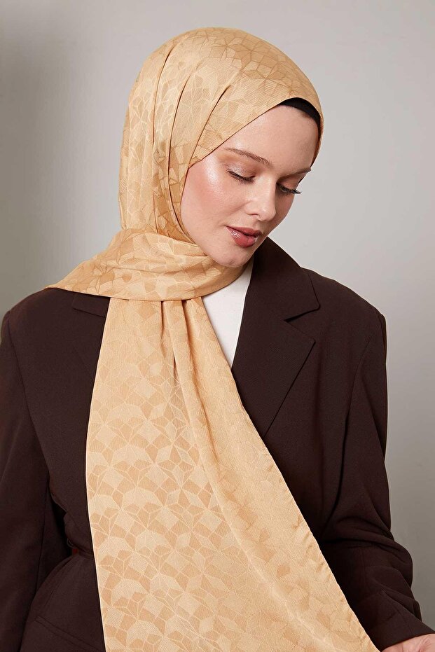 Gold Crystal Pattern Jacquard Capri Shawl
