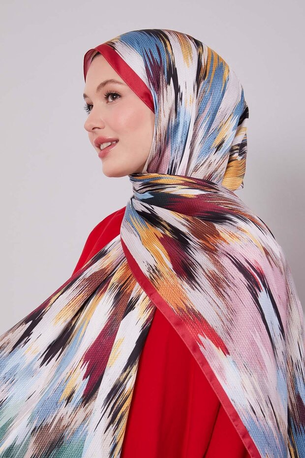 شال من نسيج التويل بنمط الكرز - 1