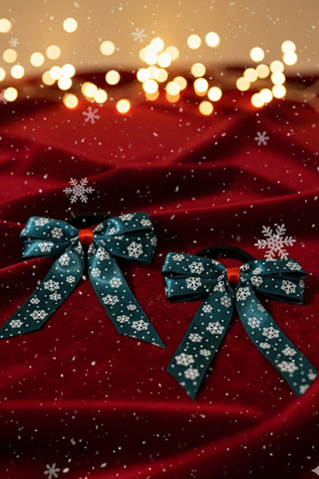 Women's Snowflake Figured Elastic Bow Model Set of 2 – New Year's Brooch
