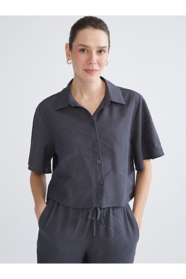 Modal Blend Women's Crop Shirt