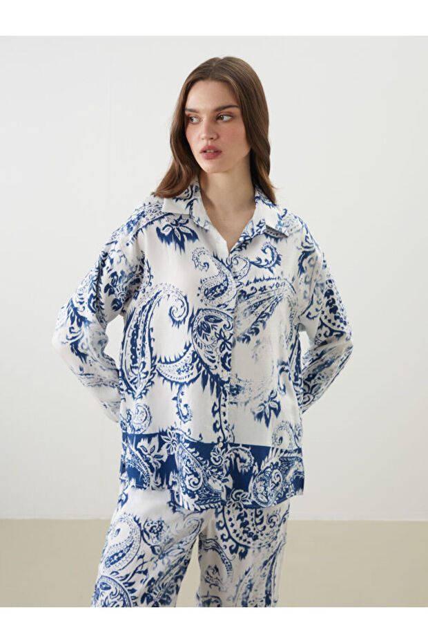 Patterned Oversize Women's Shirt