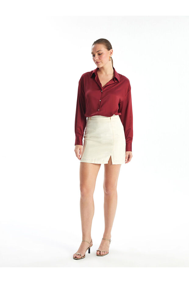 Beli Zippered Plain Linen Look Women's Skirt