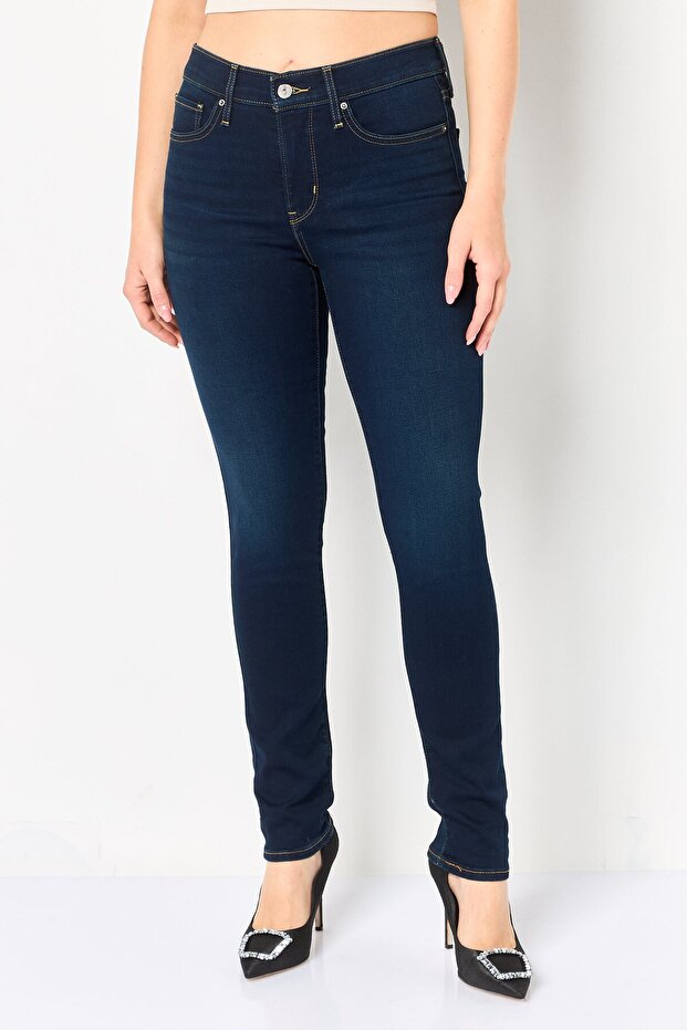 Women Skinny Fit Washed Stretchable Denim, Dark Blue