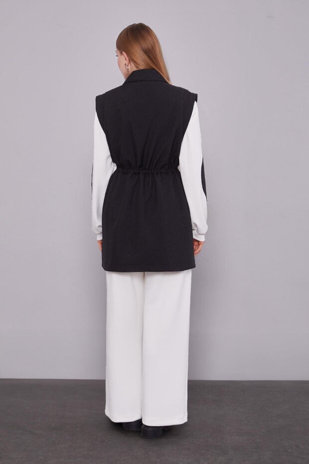 طقم ثلاثي منقوش ذاتيًا باللون الأسود طقم فيست - 6