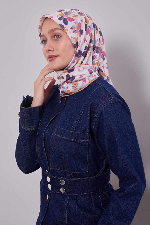 وشاح ناعم بنمط زهرة برتقالية - 2