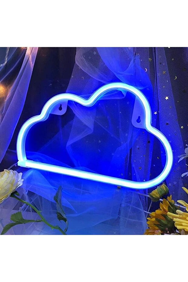 لافتات سحابية نيون زرقاء فاتحة - 2