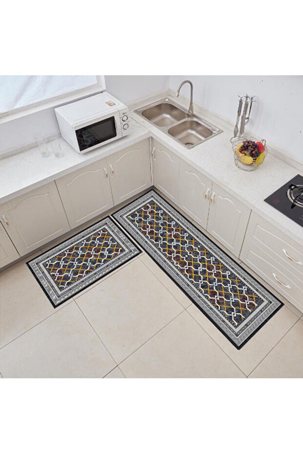 سجادة مطبخ متعددة الألوان مكونة من قطعتين - 1