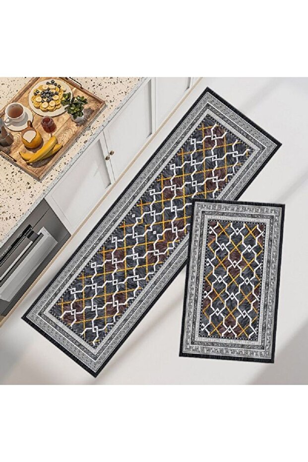 سجادة مطبخ متعددة الألوان مكونة من قطعتين - 2