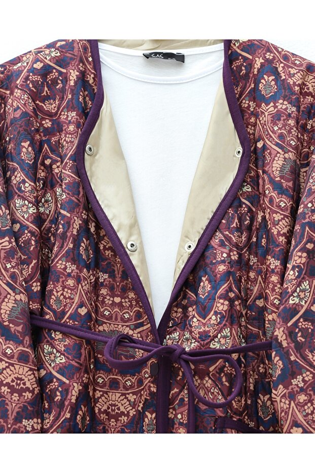 سترة مبطنة بجيبين وأزرار كبس - أرجواني - 4