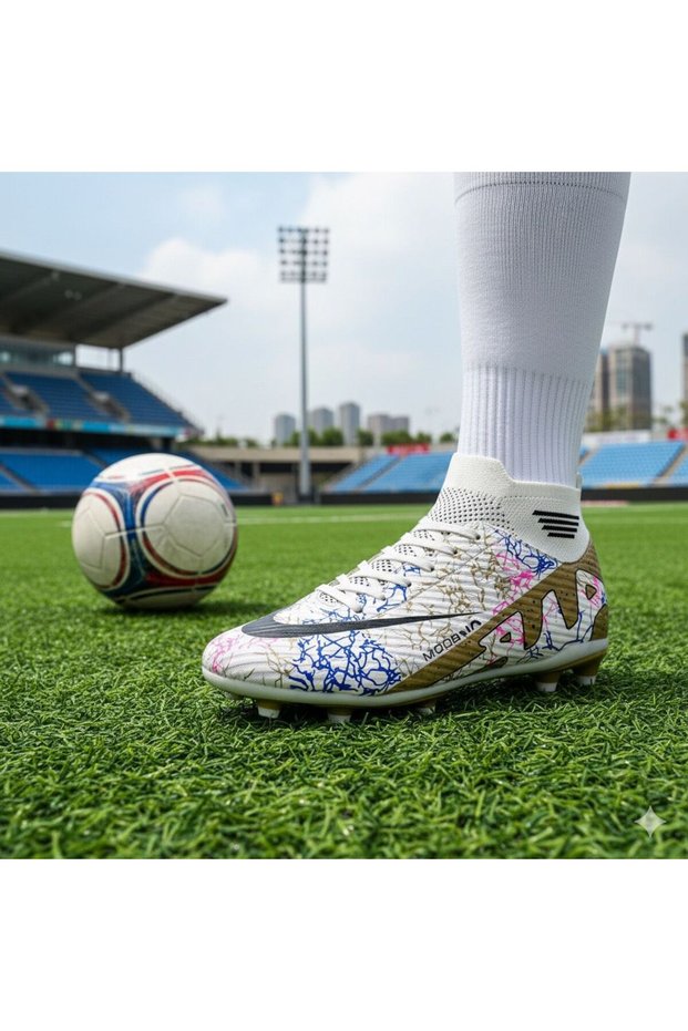Lali̇ga Size 45-46-47 Battal Size Socks with Patterned Grass Field and Turf Field Football Shoes