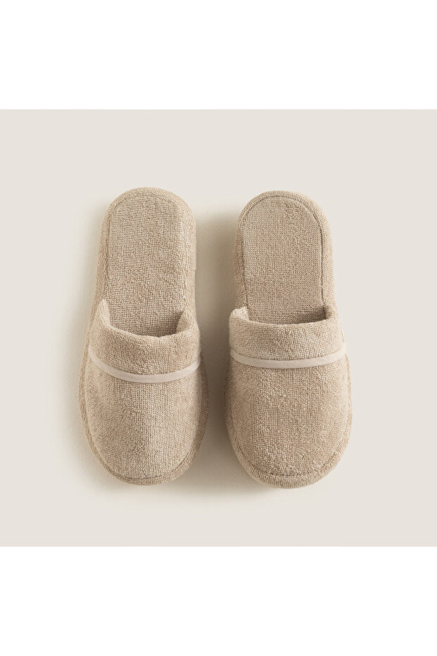 Solid Unisex Terlik Koyu Bej - 2