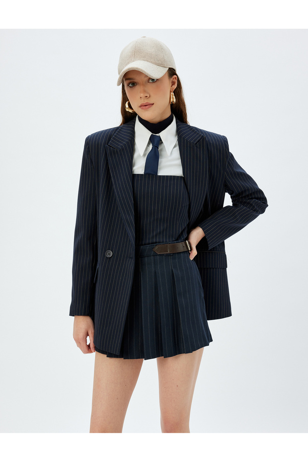 5Wak70058Ew 7S0 Navy Blue Women's Woven Skirt