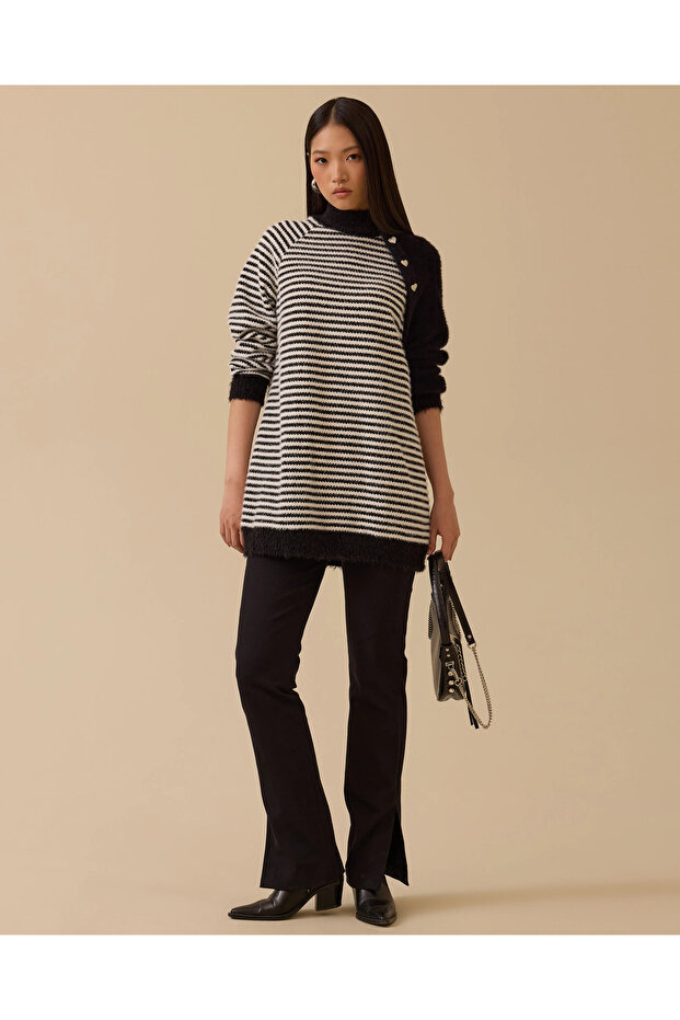 Çizgili Triko Tunik - 3