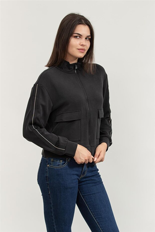 Kadın Fermuarlı Sweatshirt - 2
