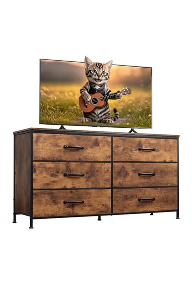 Dressing Storage Model with Electric 6 Drawers For Home inside Room 51.2" inch Brown Color
