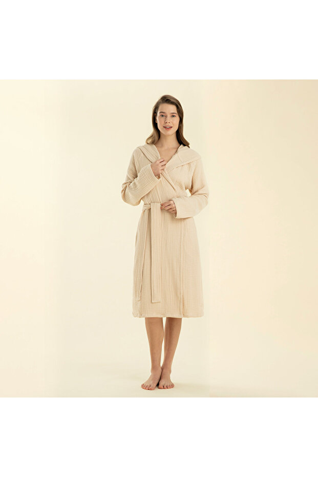 Armin Unisex Bornoz Bej - 3