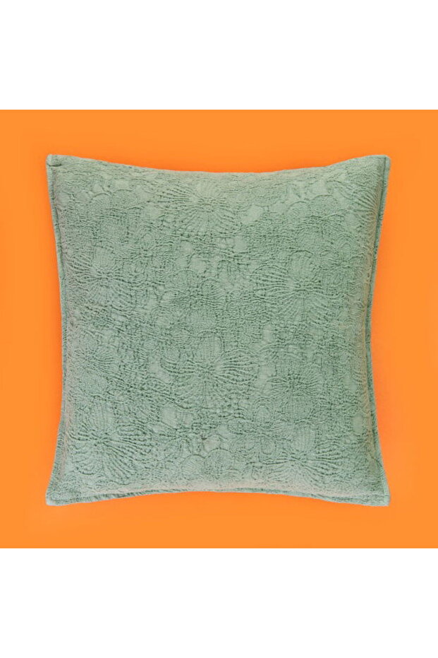 Soft Chenille Floral Throw Pillow Cover - Green - 45X45 cm