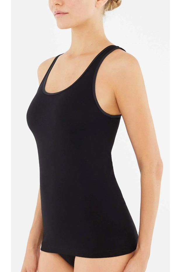 Kadın Geniş Yaka - Kalın Askılı, Basic % 95 Cotton 2'li Atlet - 3