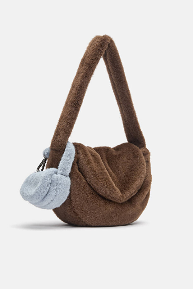 Suni kürk süslemeli kol çantası - 2