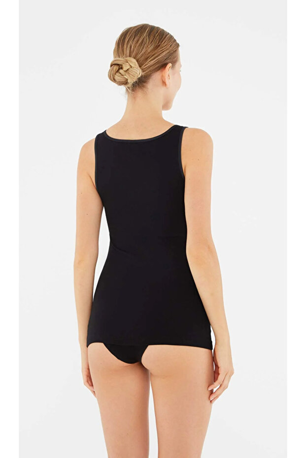 Kadın Geniş Yaka - Kalın Askılı, Basic % 95 Cotton 2'li Atlet - 5