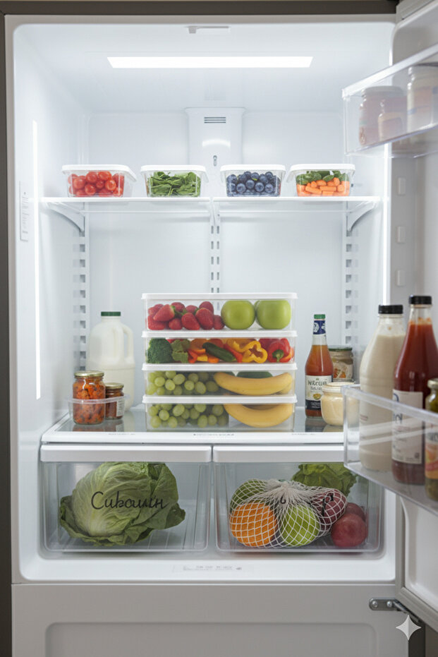 8-Piece Transparent Storage Container Set Suitable for Refrigerator Freezer Organizer Set 4X2400 ml - 4X1200 ml - 4