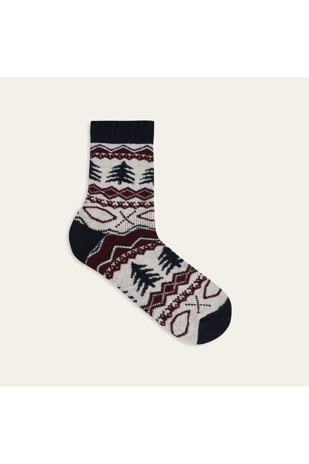 Patterned Wool Blend Socks - 1