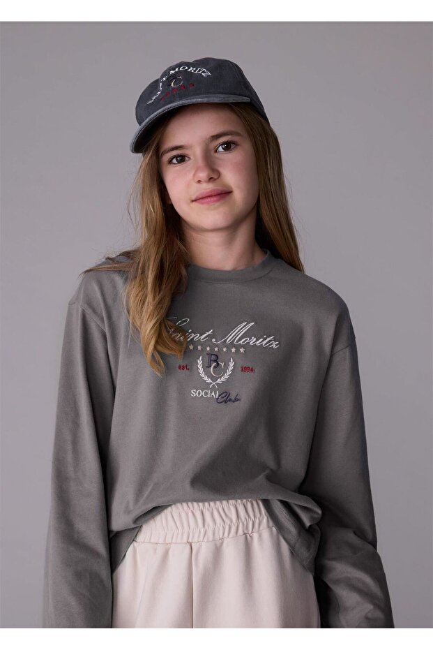Girl's Printed Long-Sleeved T-Shirt Smoked 7025
