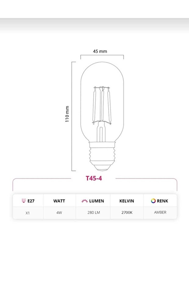4w 220v E27 Gemici Rustik Led Ampul T45 Dekoratif Rustik Ampül 10 Adet - 8