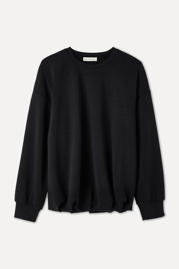 Women's Black Modal Blend Crew Neck Oversize Sweatshirt