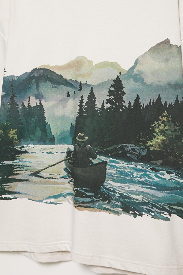 Beyaz grafikli sweatshirt - 8