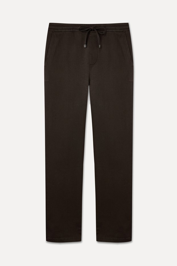 Men's Brown Straight Fit Elastic Waist Trousers