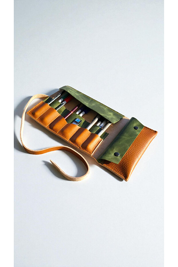 Scriptum Nomad Cognac Green Genuine Leather Pen Holder