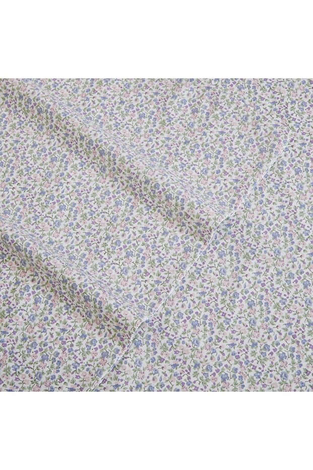 Home - Cotton Percale Bed Sheet Set, Twin, Imogen Purple, 300 Thread Count - 4