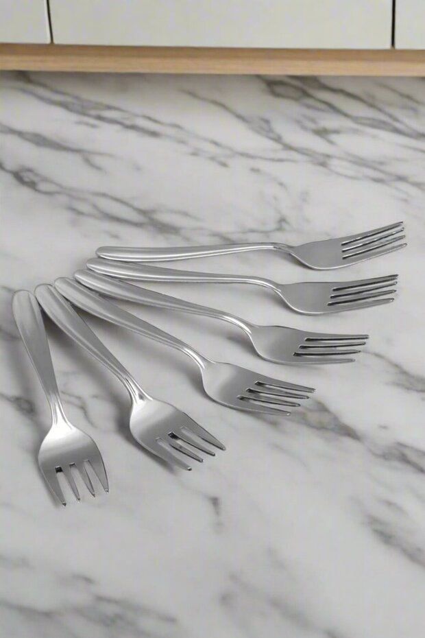 Silver Embossed Cake Fork ( 6 Piece)