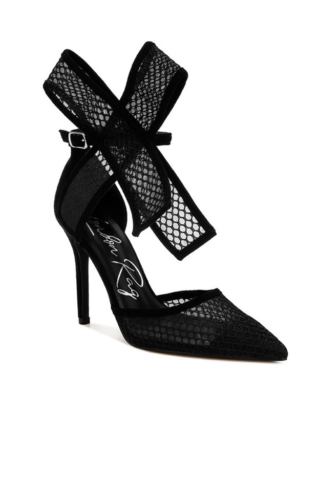 Women Big Bow Detail Stiletto Sandals in Black