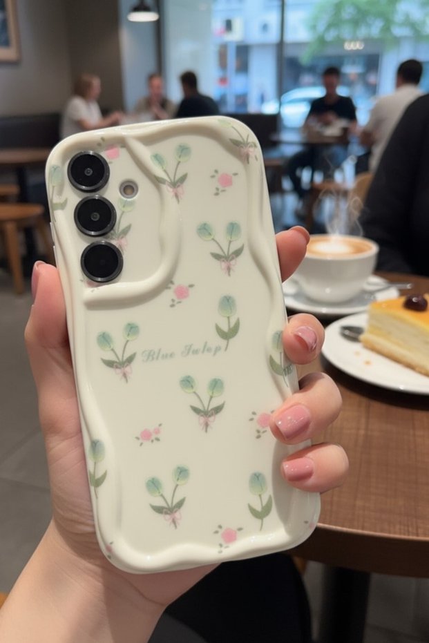 Samsung Galaxy A55 Compatible Case Floral Tulip Pattern Soft Silicone Cover