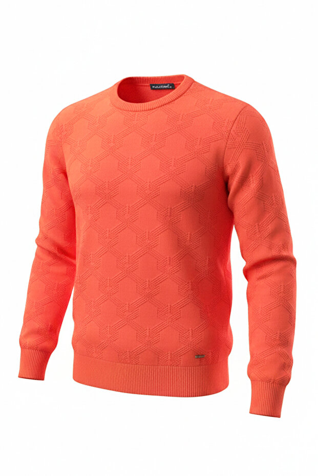 سترة رجالية بياقة دائرية ونقشة هندسية - 4