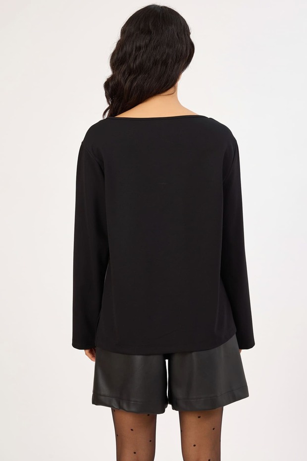 Baskılı örme bluz - 4