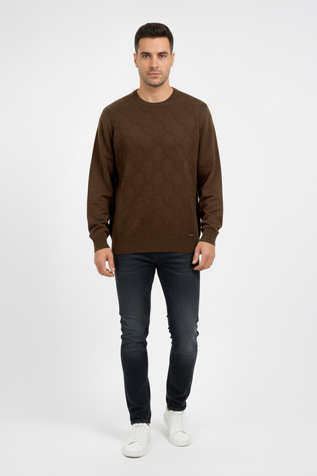 سترة رجالية بياقة دائرية ونقشة هندسية - 2