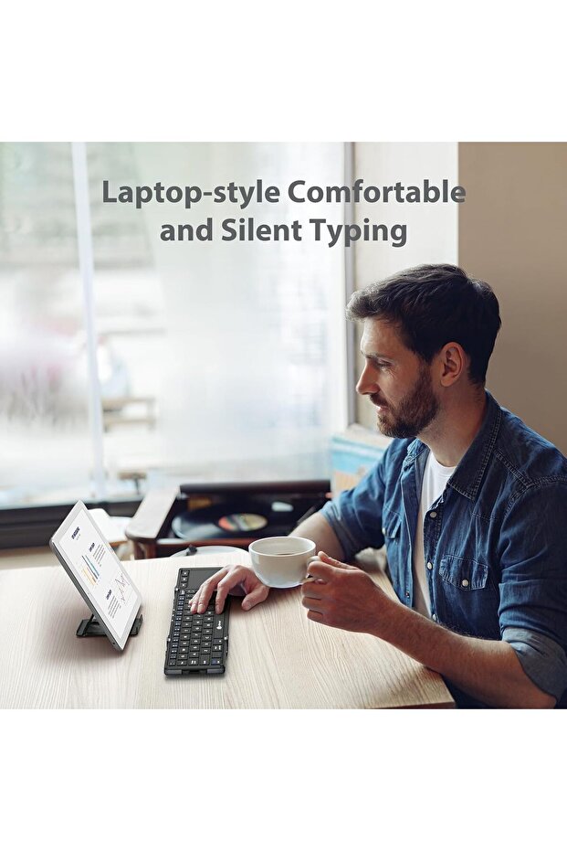 BK08 Foldable Bluetooth Keyboard with Touchpad (Tri-Folding, Connect Up to 3 Devices) - 6