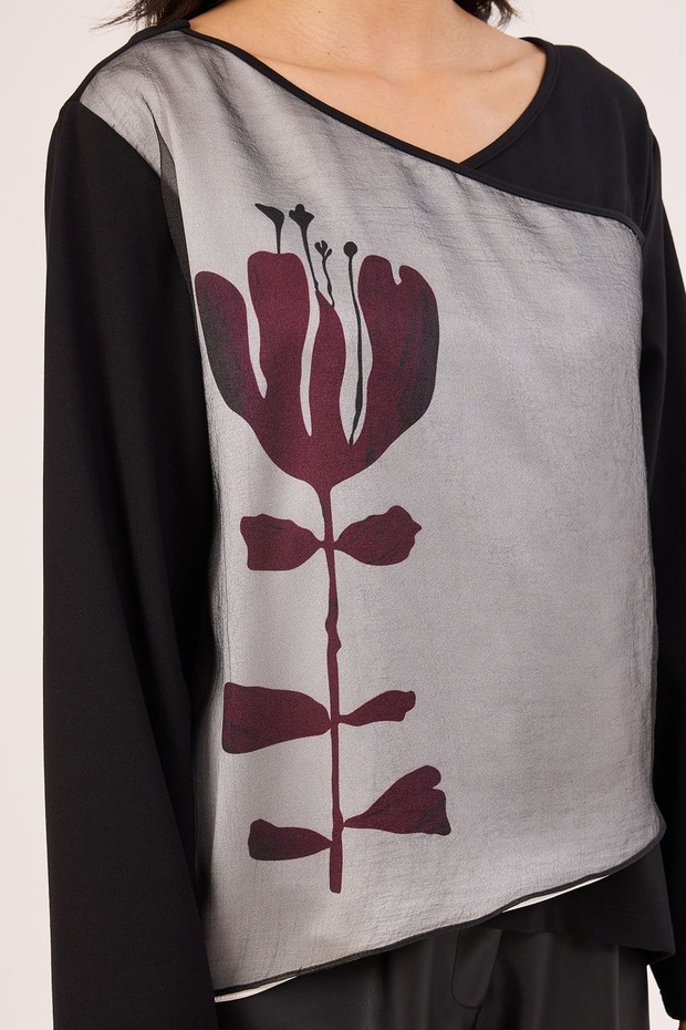 Baskılı örme bluz - 2