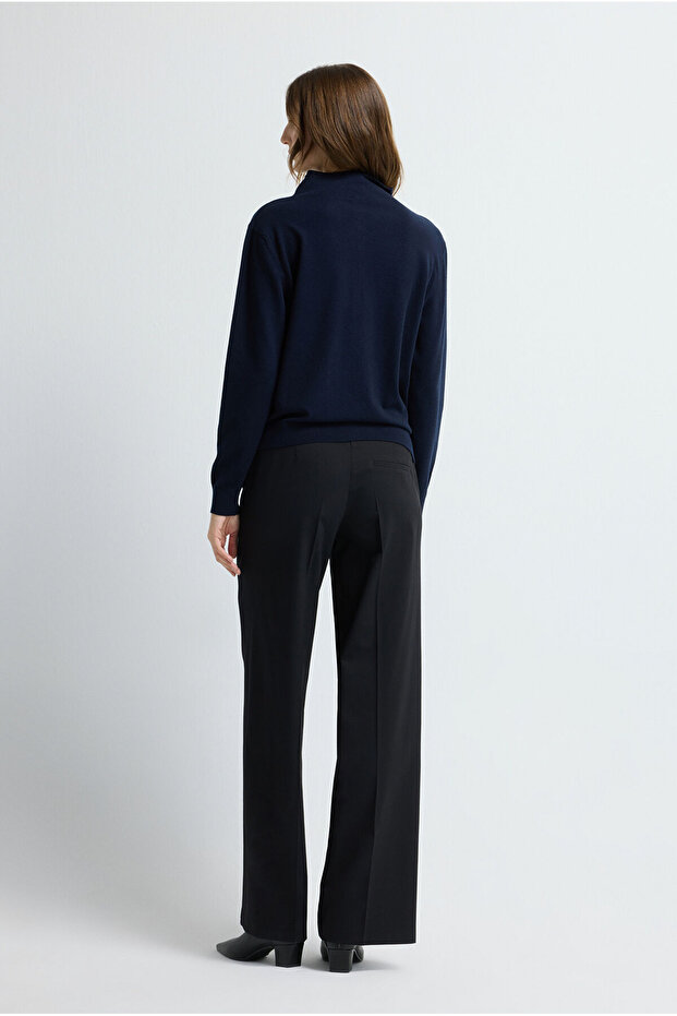 Dik Yaka Düğmeli Triko Hırka - 6