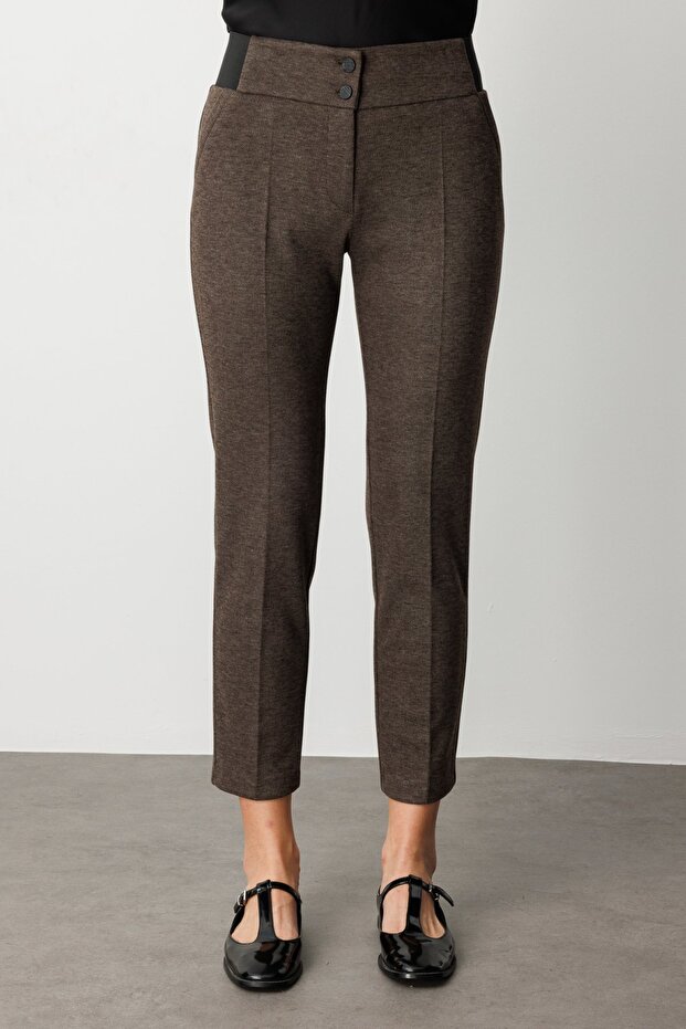 Çift Düğmeli Dar Paça Pantolon - 3