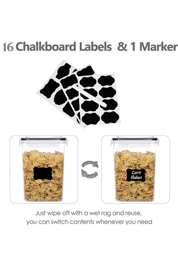 Set of 15 food storage containers, 4x0.8l /6x1.4l /4x2l /1x2.8l, labels and marker - 3