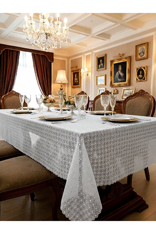 Lace-Like Tablecloth Oilcloth with Pvc Coating Is Durable and Does Not Slip on the Table
